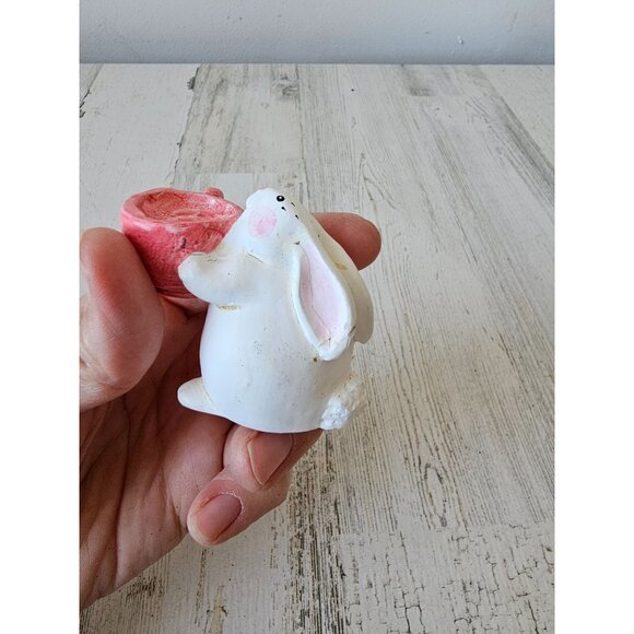 Shabby chic Easter Bunny coffee cup figurine statue decor spring village mini - Picture 4 of 7